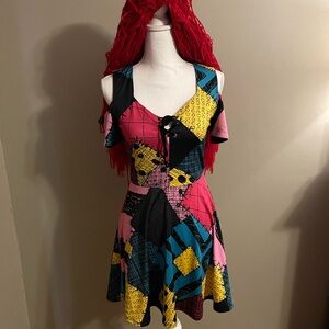 Disney Nightmare Before Christmas Sally Chic Patchwork Dress with Cutouts